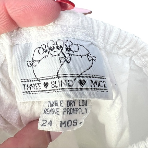 VTG 90’s Three Blind Mice Blue & White Short Sleeve Dress & Bloomers 24 months - Picture 5 of 13